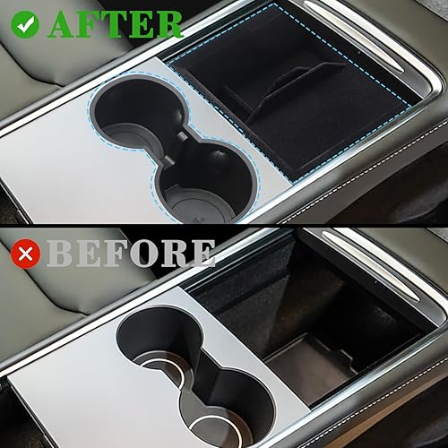 Miniatura 5 de JERBOR Organizador de consola central de 4 piezas para accesorios modelo 3 modelo Y 2021 2022 2023, bandeja de almacenamiento para reposabrazos y