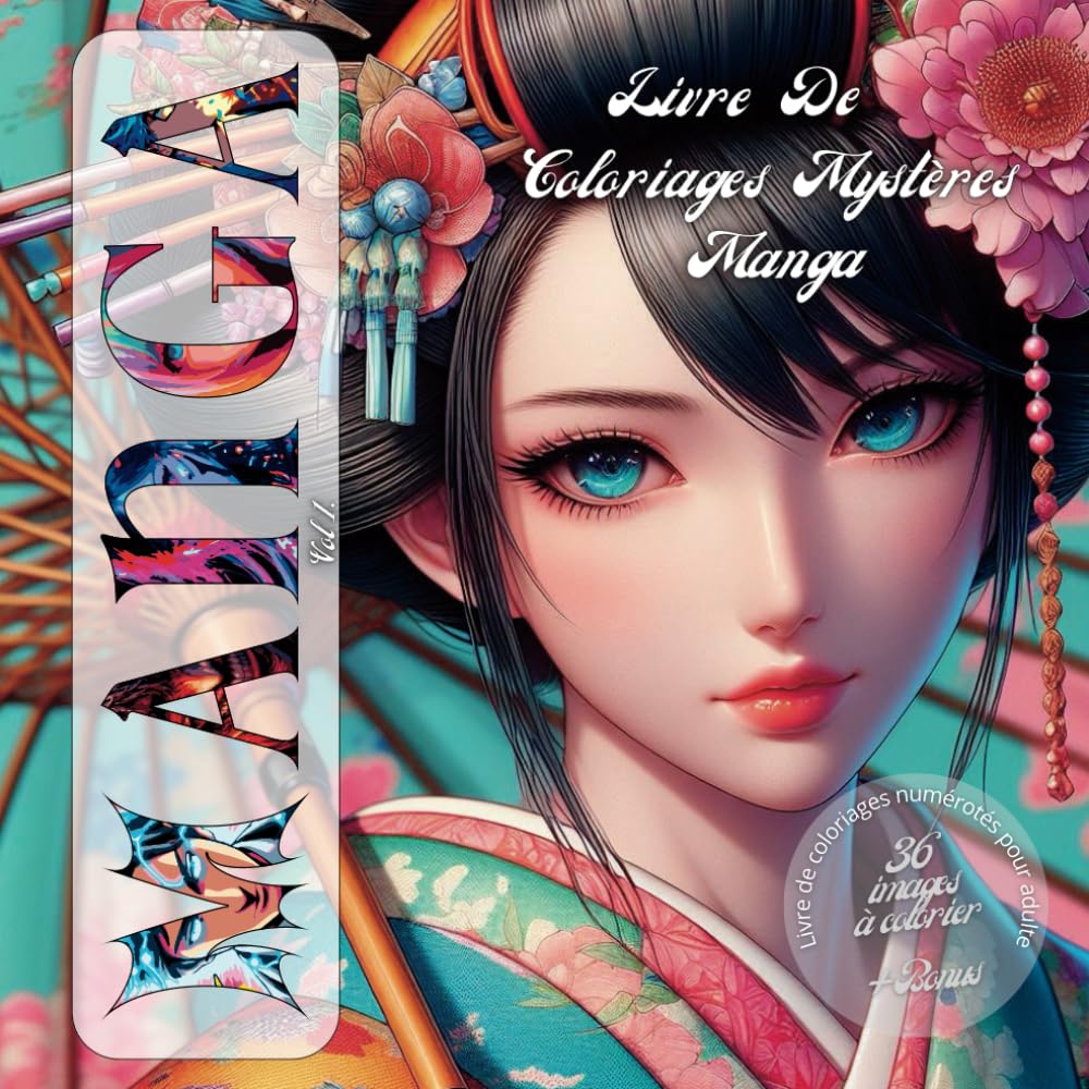 Coloriage mystere manga pour adulte: coloriage magique numéroté dans le style manga/japonais - Trompe l'oeil - Art thérapie - Anti-Stress - Idée cadeau - BONUS (Manga mystère)
