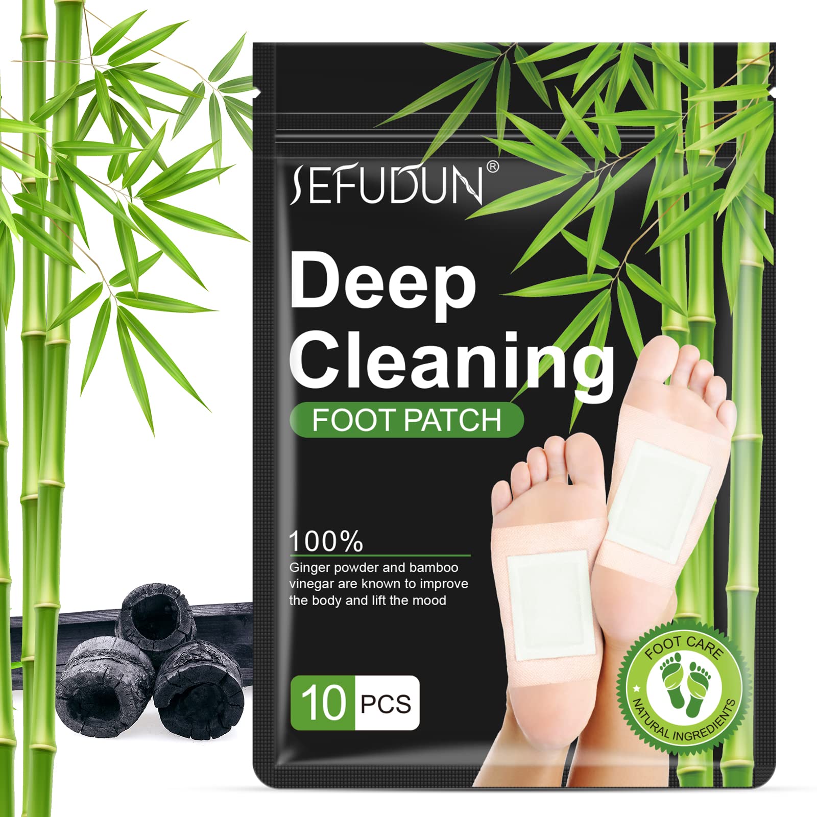 10PCS Foot Pads, Natural Bamboo Vinegar Ginger Powder Foot Sticker