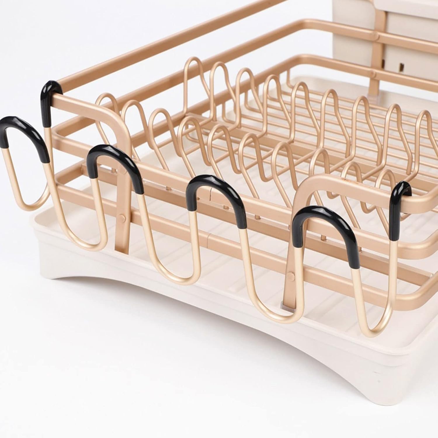 Escurridor de platos de cocina de aleación de aluminio Champagne D – Soporte multifuncional para fregadero, escurridor de cubiertos y Nizer para platos y cuchillos