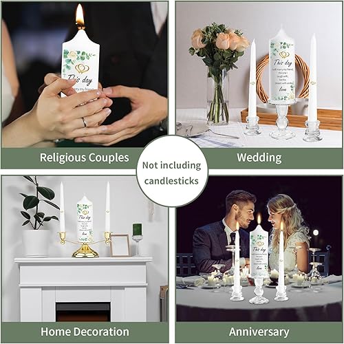Miniatura 6 de Unity - Juego de velas para ceremonia de boda, vela de la Biblia católica de pilar cónico, accesorios decorativos religiosos, tarjetas de decoración