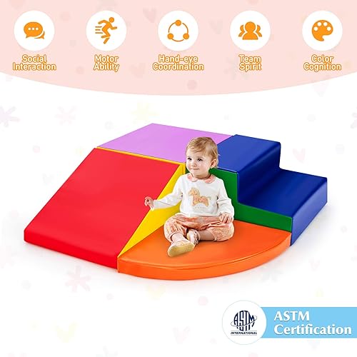 Vista 22 de Costzon Climb and Crawl - Juego de espuma para escalar y gatear, 4 piezas suave para niños pequeños, estructura de juego activo para bebés y niños