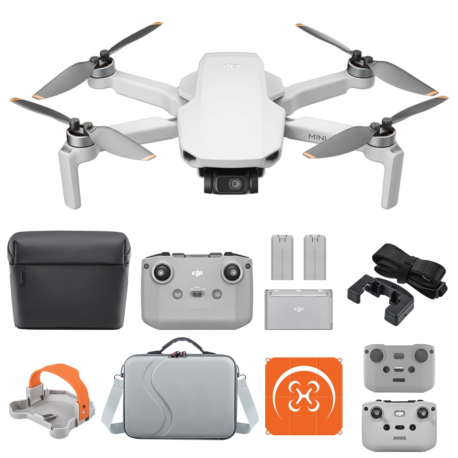 DJI Mini 4K Fly More Combo with Accessories, Drone with Camera 4K Professional, Under 249 g, 3-Axis Gimbal Stabilization, 10km Video Transmission, Auto Return, 3 Batteries for 93-Min Max Flight Time