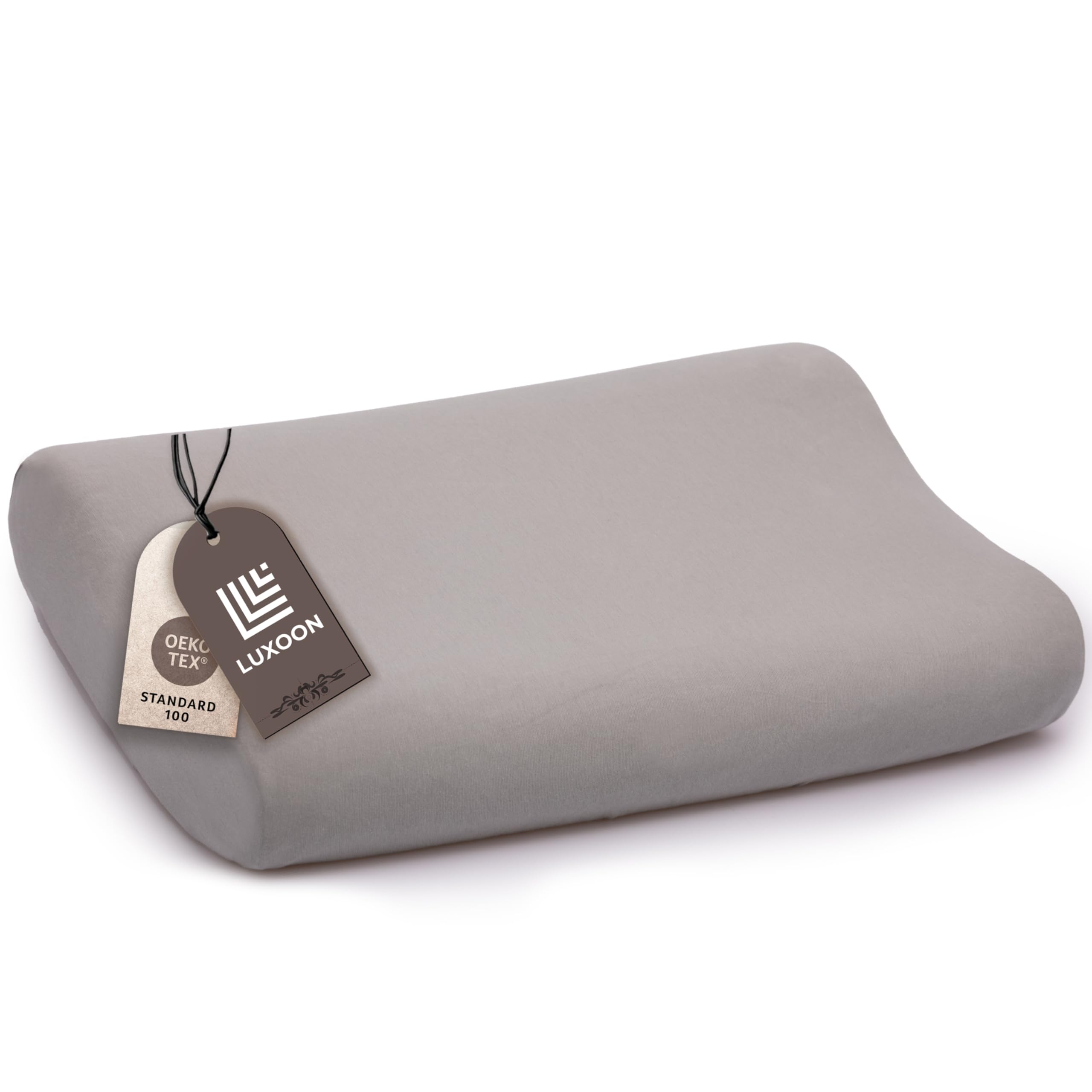 Luxoon Kissenbezug für Gesundheitskissen – 95% Baumwolle / 5% Elasthan, Atmungsaktiv und Hautfreundlich, Waschbar, Für Komfort und Hygiene 1er Pack 30-45 x 50-65 cm, Grau