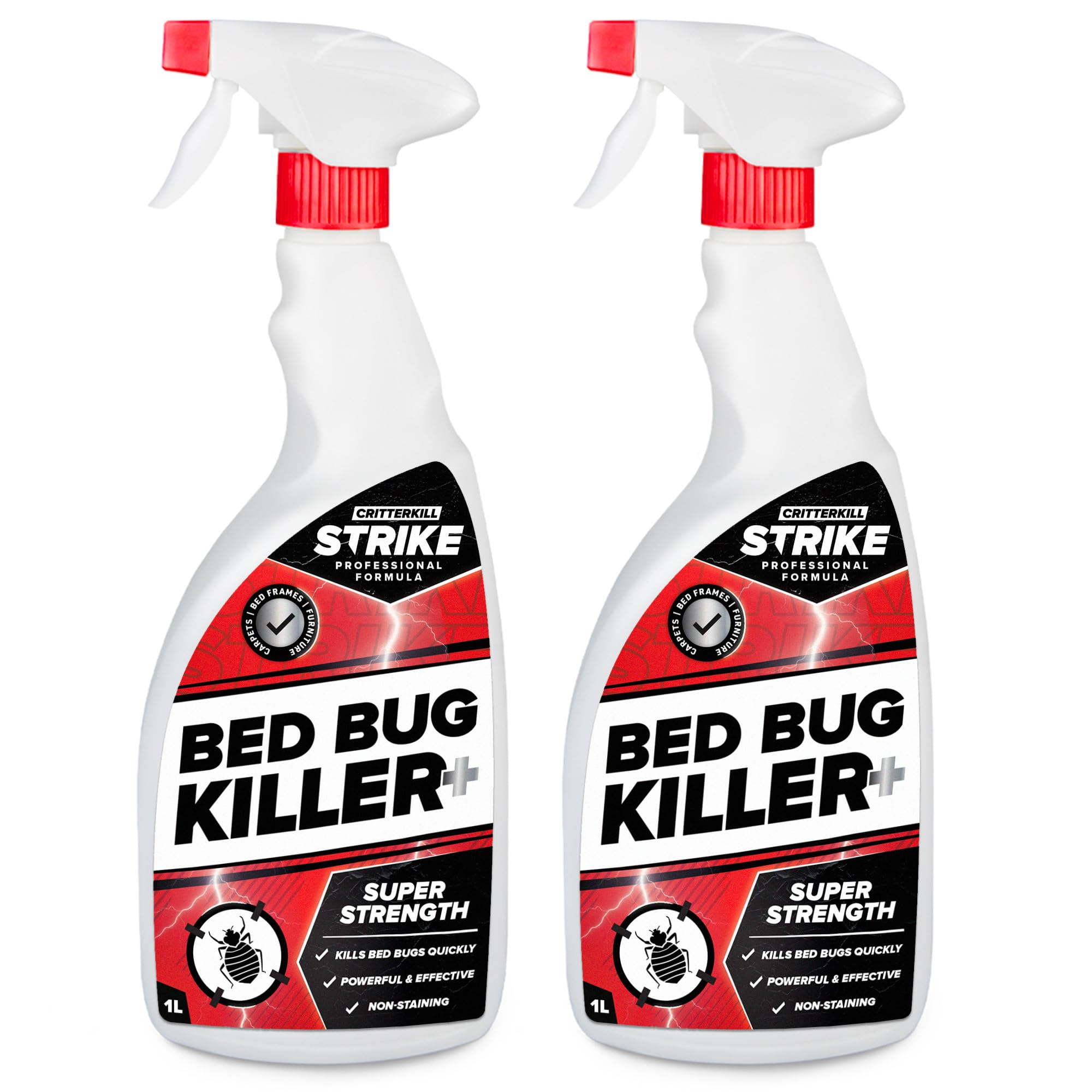 CritterKill Strike Bed Bug Killer Spray 1L - Kills Bed Bugs Quickly - Safe for Use in Bedrooms - Dual Active Ingredients for Better Results (2)