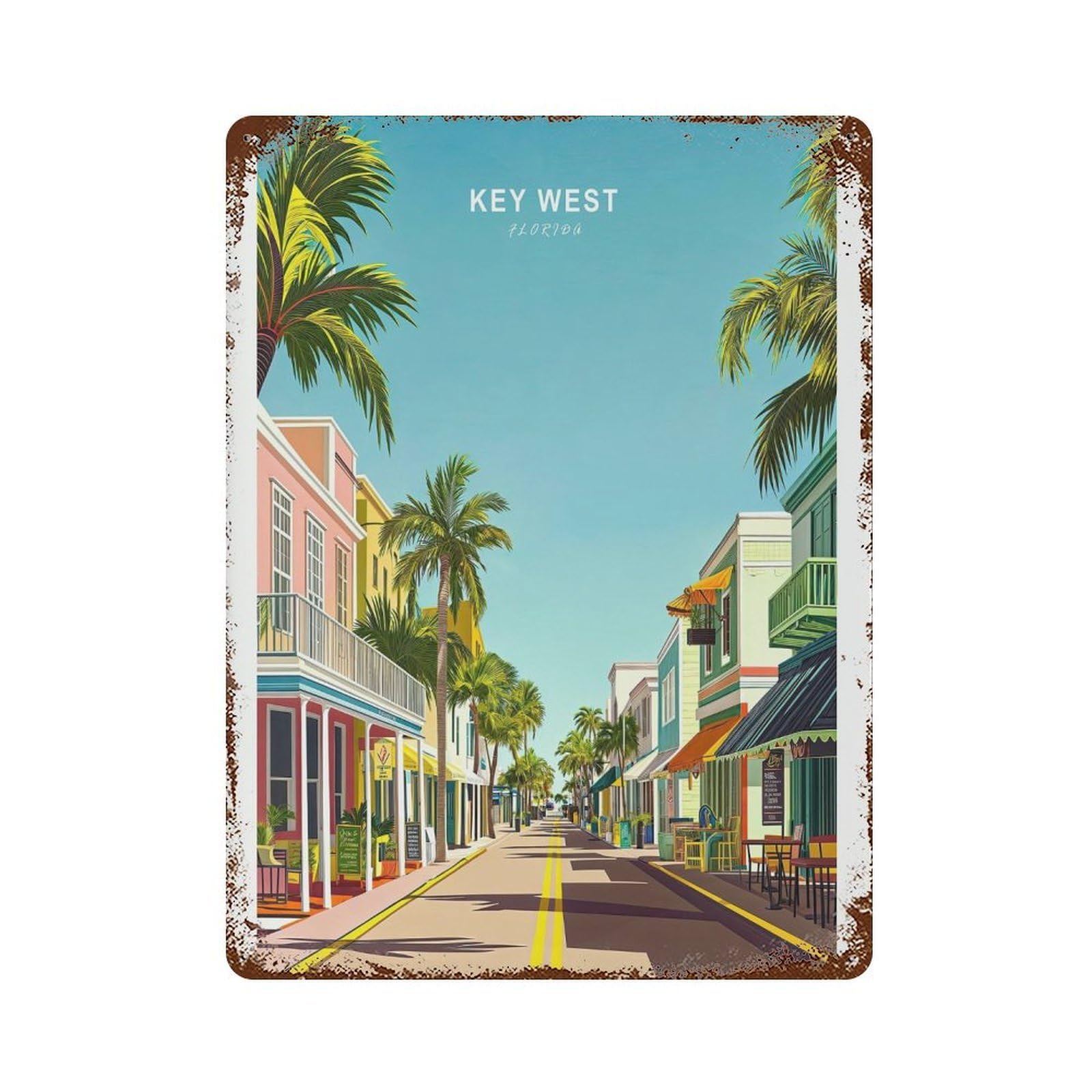 xiaoxiaoshen Key West Travel Florida Birthday Present Wall Decor Art Metal Tin Poster Modern Home Decor Art Home Bar Shop Decorations Vintage Sign 40x30cm