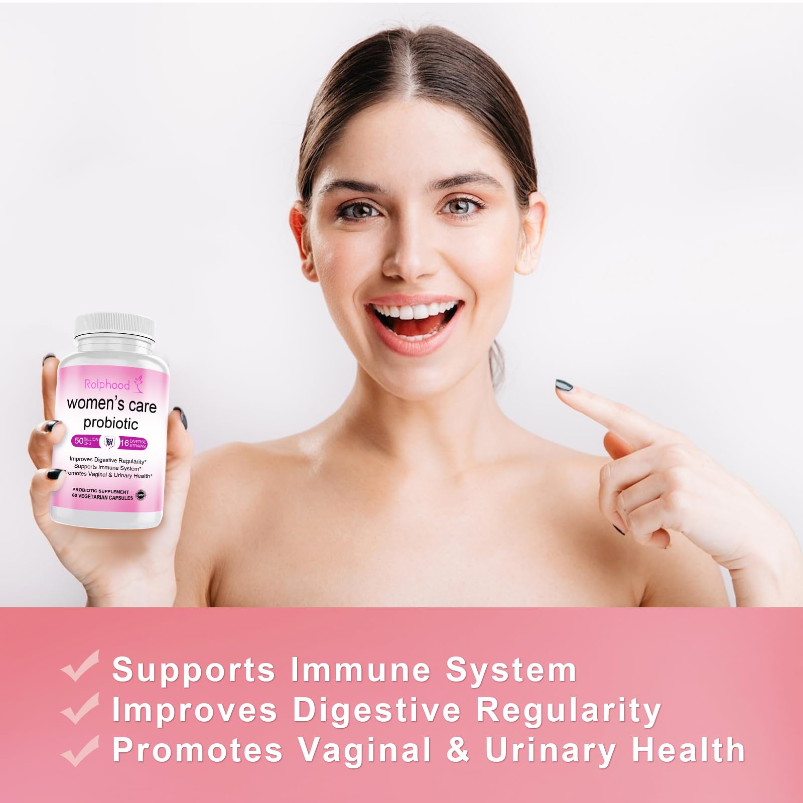 Vaginal Probiotic for Women's pH Balance Health,with Prebiotics &Lactobacillus Probiotic Blend,Boost Immune,Digestive,Gut,Promote Healthy Vaginal Odor & Vaginal Flora,60 Capsules[1-Month Supply] — Amazon image 3