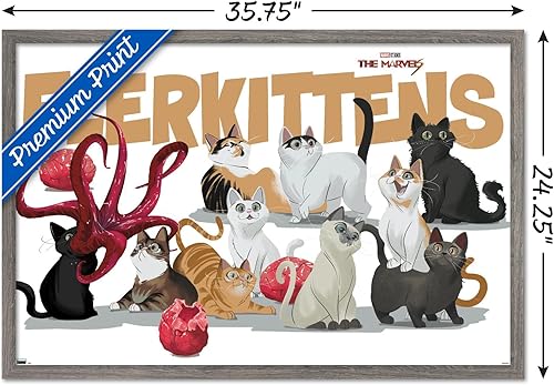 Miniatura 3 de Trends International Marvel The Marvels - Póster de pared de flerkittens, 22.37 x 34.00 pulgadas, versión enmarcada de madera de granero