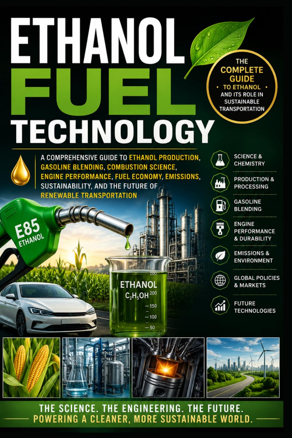 Ethanol Fuel Technology: A Comprehensive Guide to Ethanol Production, Gasoline Blending, Combustion Science, Engine Performance, Fuel Economy, Emissions, Sustainability, and Future of Renewable Trans