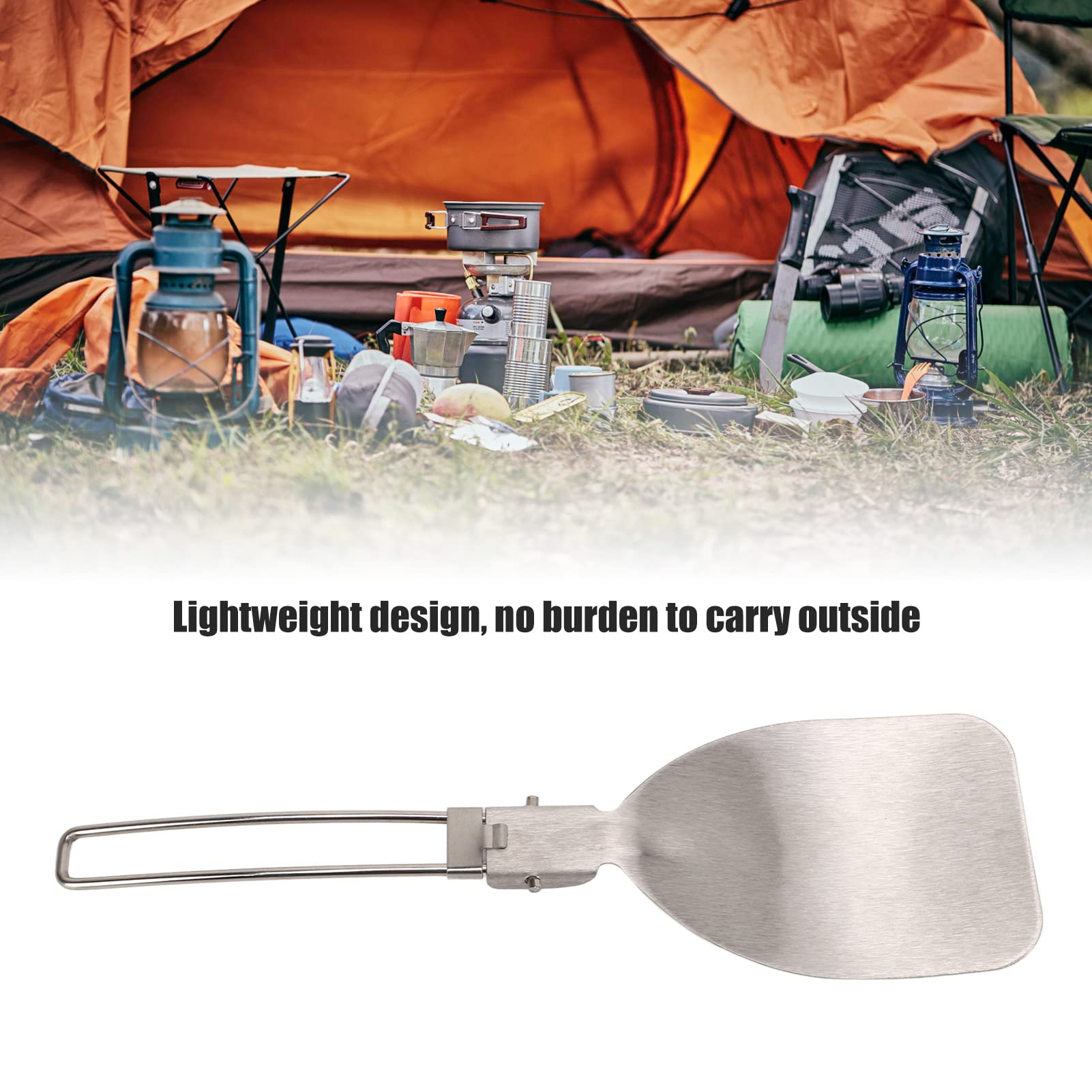 Spatule pliante, spatule de camping Ustensiles de cuisson en acier inoxydable faciles à transporter pour la cuisine en extérieur en voyage (Cuillère de riz)