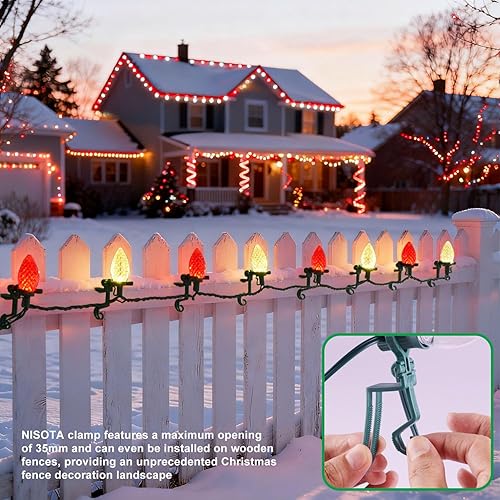 Miniatura 10 de NIOSTA Clips de luz de Navidad C9 patentados por Estados Unidos, solución de configuración de clips giratorios para exteriores, tejas, tejas,