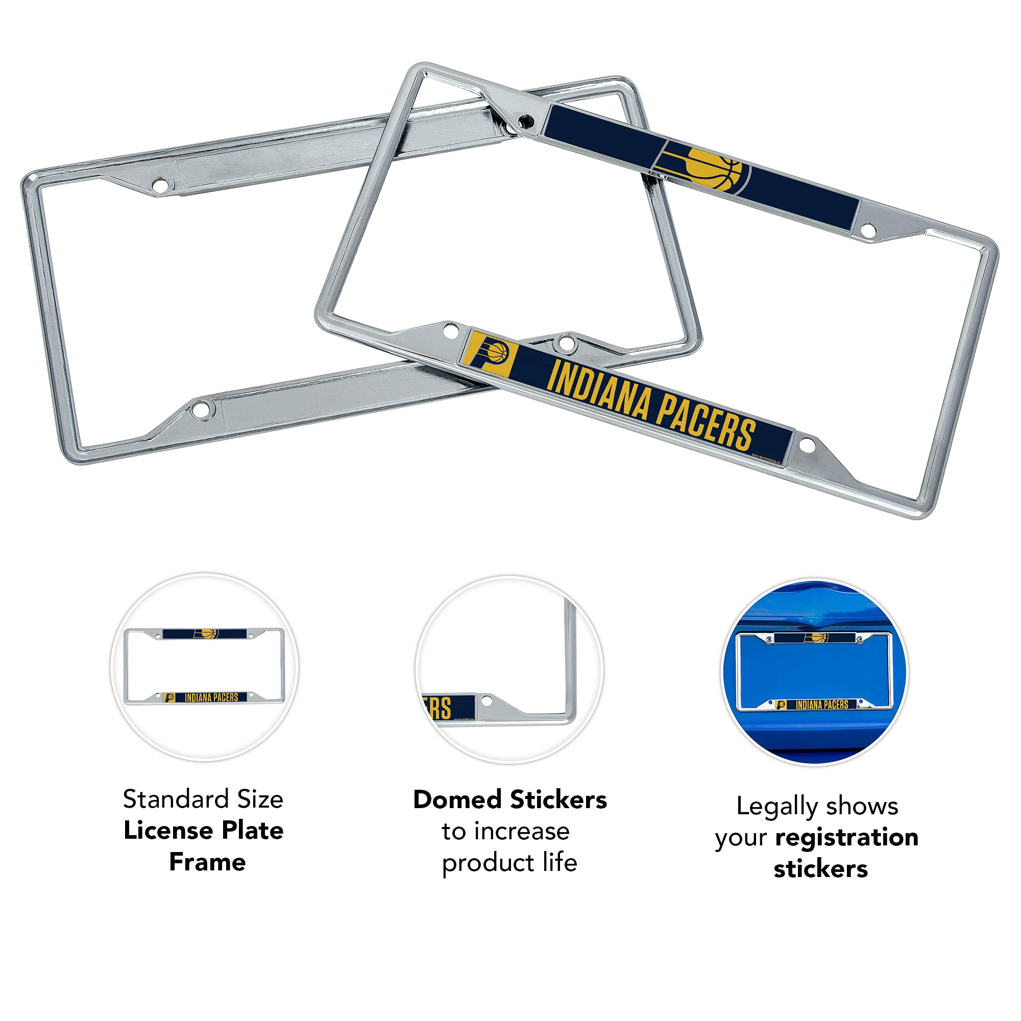 Desert Cactus Indiana Pacers License Plate Frame Team NBA Metal Car Tag Holder for Front or Back of Car Officially Licensed (Up Close)