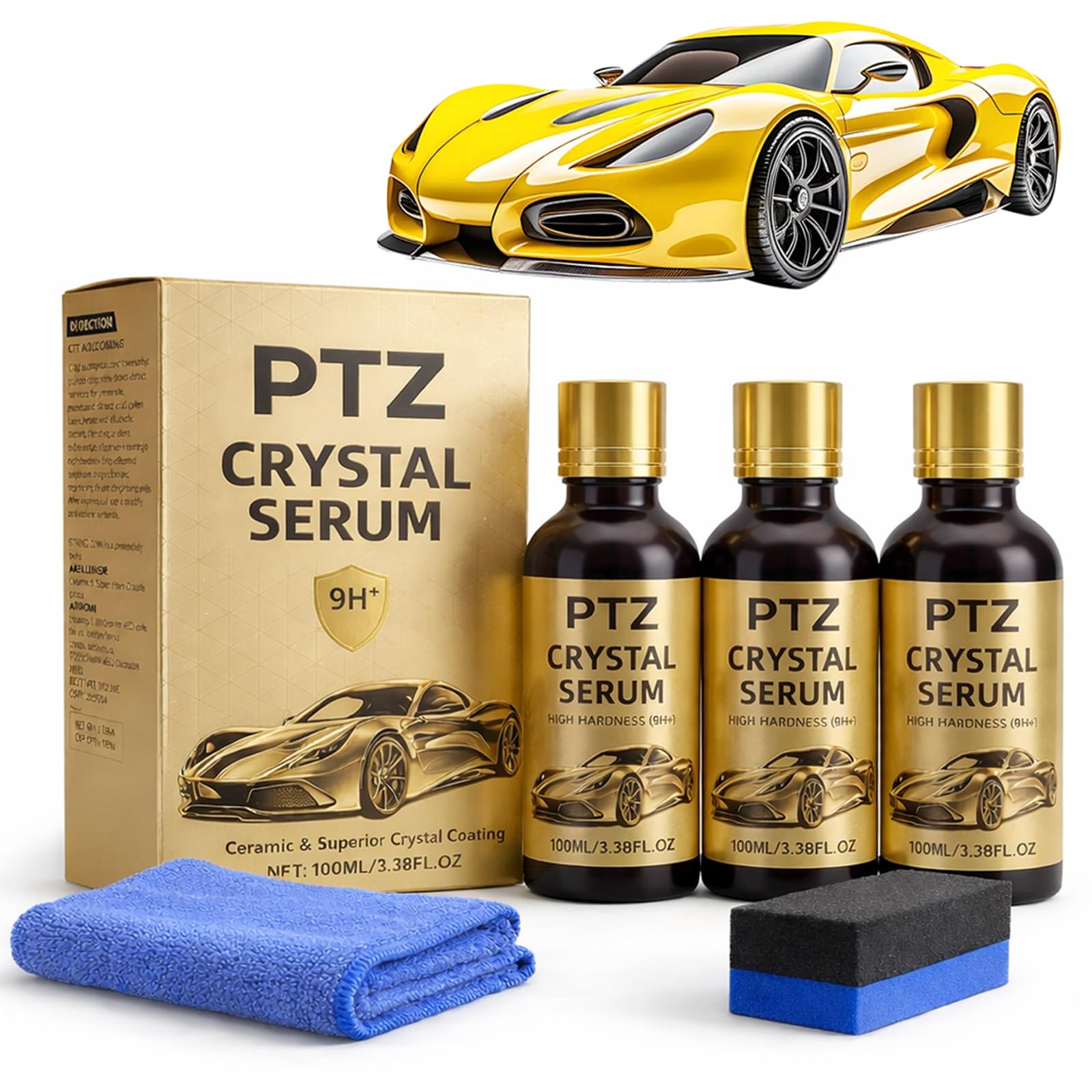 2Pack PTZ Crystal Serum for Cars – Advanced Graphene Ceramic Coating for Cars(100ML), 9H Graphene Coating for Auto Car Detailing, Gloss Hydrophobicty Anti Scratch (1*PC) — view 9