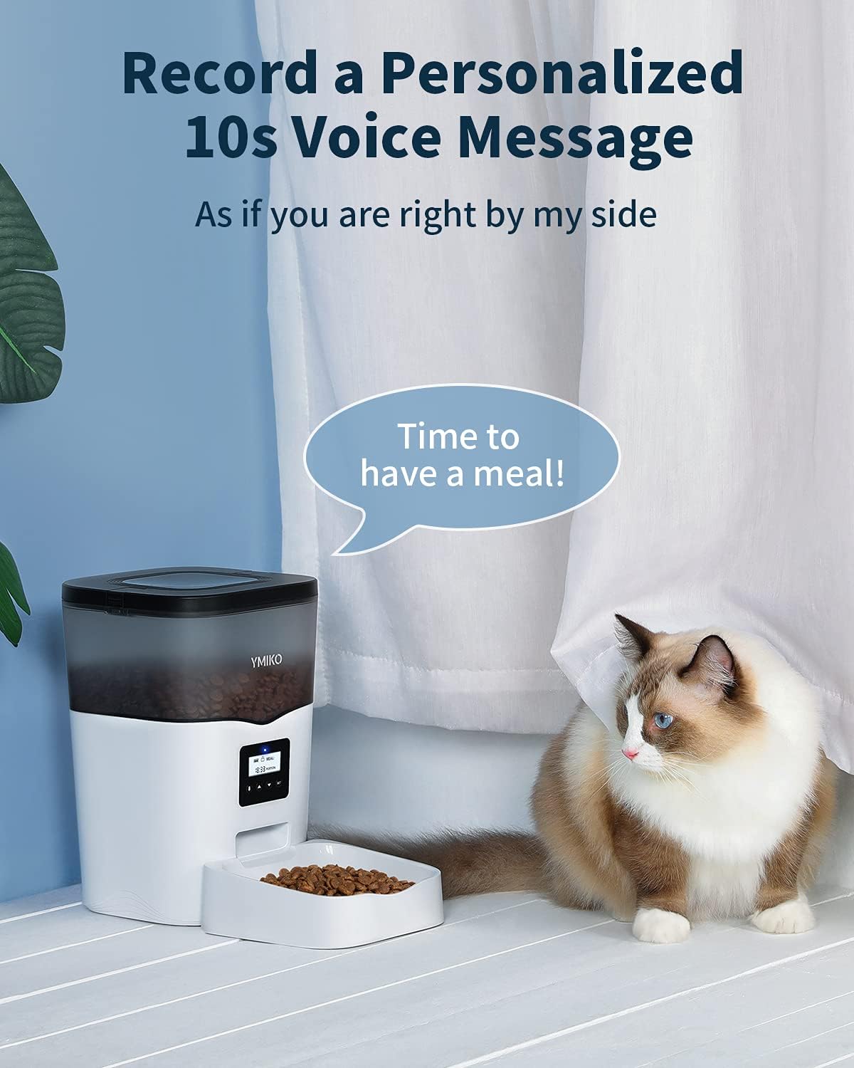 Ymiko Automatic Cat Feeder, Cat Food Dispenser with Voice Recorder, Timed Small Pet Feeder with Programmable Timer, 1-4 Meals Per Day (3L) : Pet Supplies