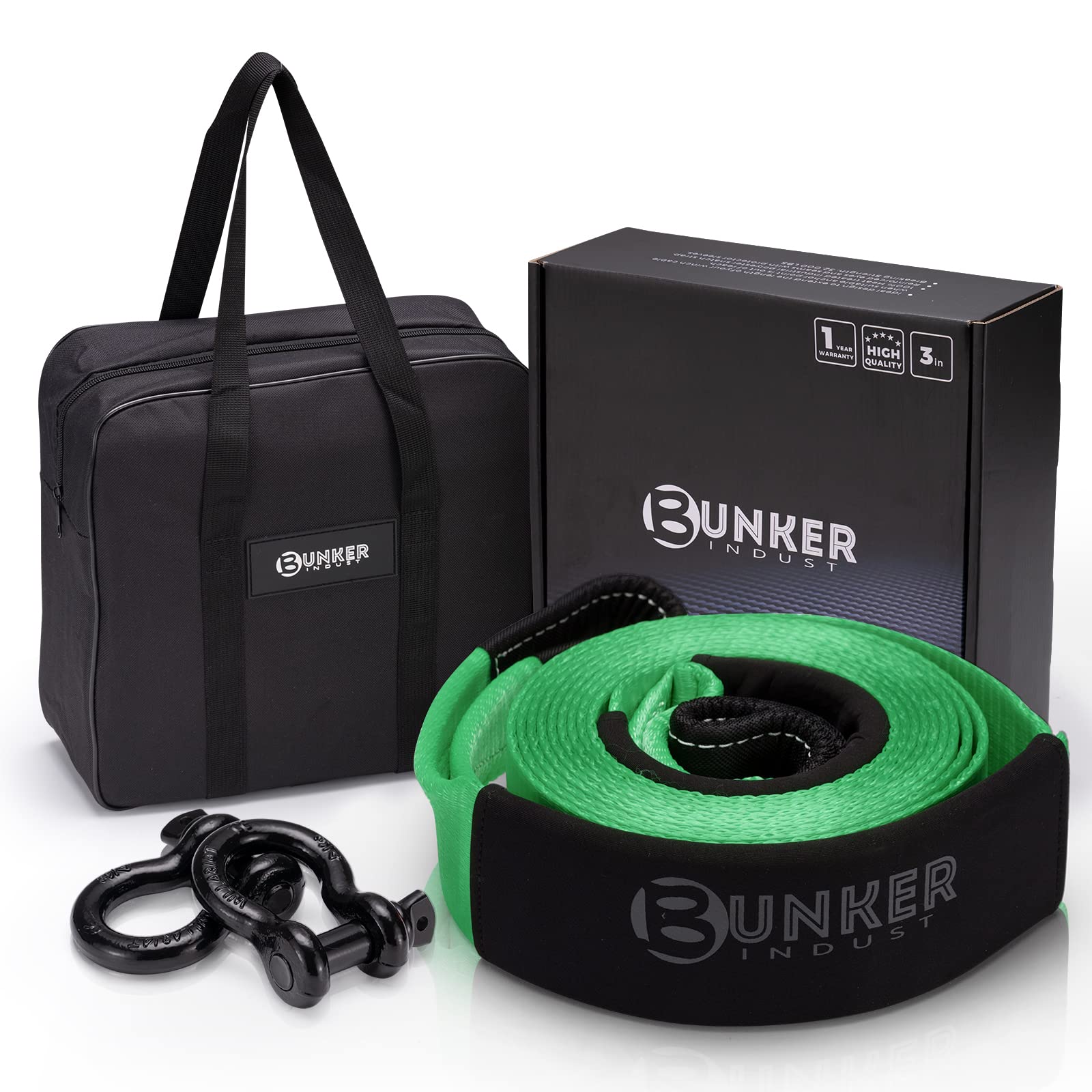 Amazon.co.jp: BUNKER INDUST 高耐久牽引ストラップ 3インチ x 20