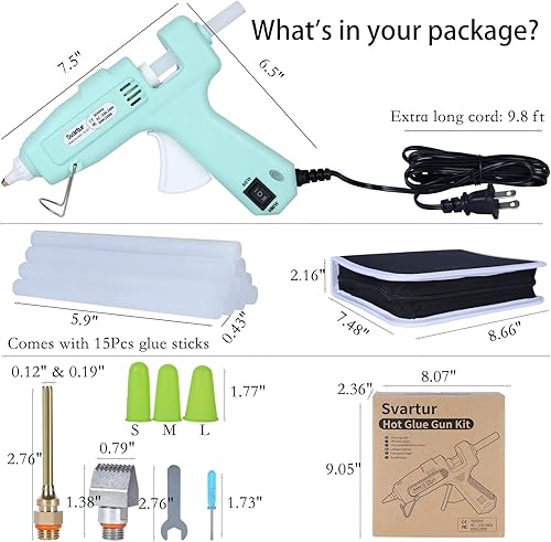 Miniatura 4 de Kit de pistola de pegamento caliente de tamaño completo con interruptor de 60 W100 Wapagado, cable de alimentación extra largo de 9.8 pies, pistola