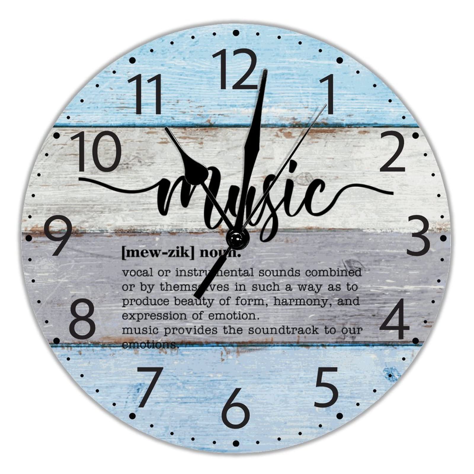 Horloge murale en bois rustique de 38 cm avec mécanisme quartz silencieux