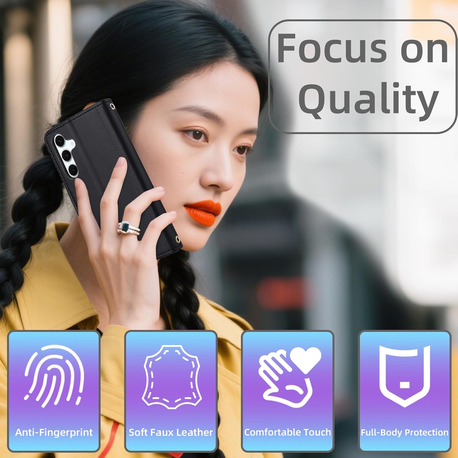 Furiet Argyle Wallet Case for Samsung Galaxy S24 Plus/S25 Plus S24+ S25+ 5G Wrist Strap Shoulder Strap, Card Slots Purse, Stand Phone Cover for S24Plus 24S + S 24 24+ S25Plus 25S 25+ Women Men Black - Image 7