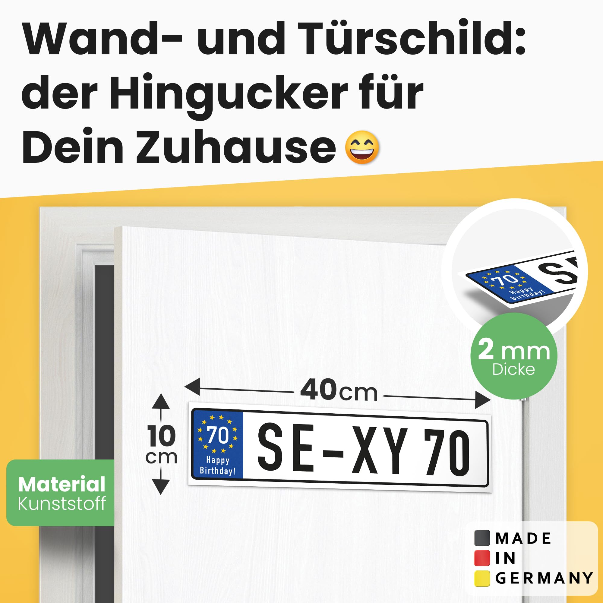 Grazie! - Targa in plastica per 70 anni, ideale come regalo per il 70° compleanno, idea regalo per il 70° compleanno, idea regalo per il 70° compleanno