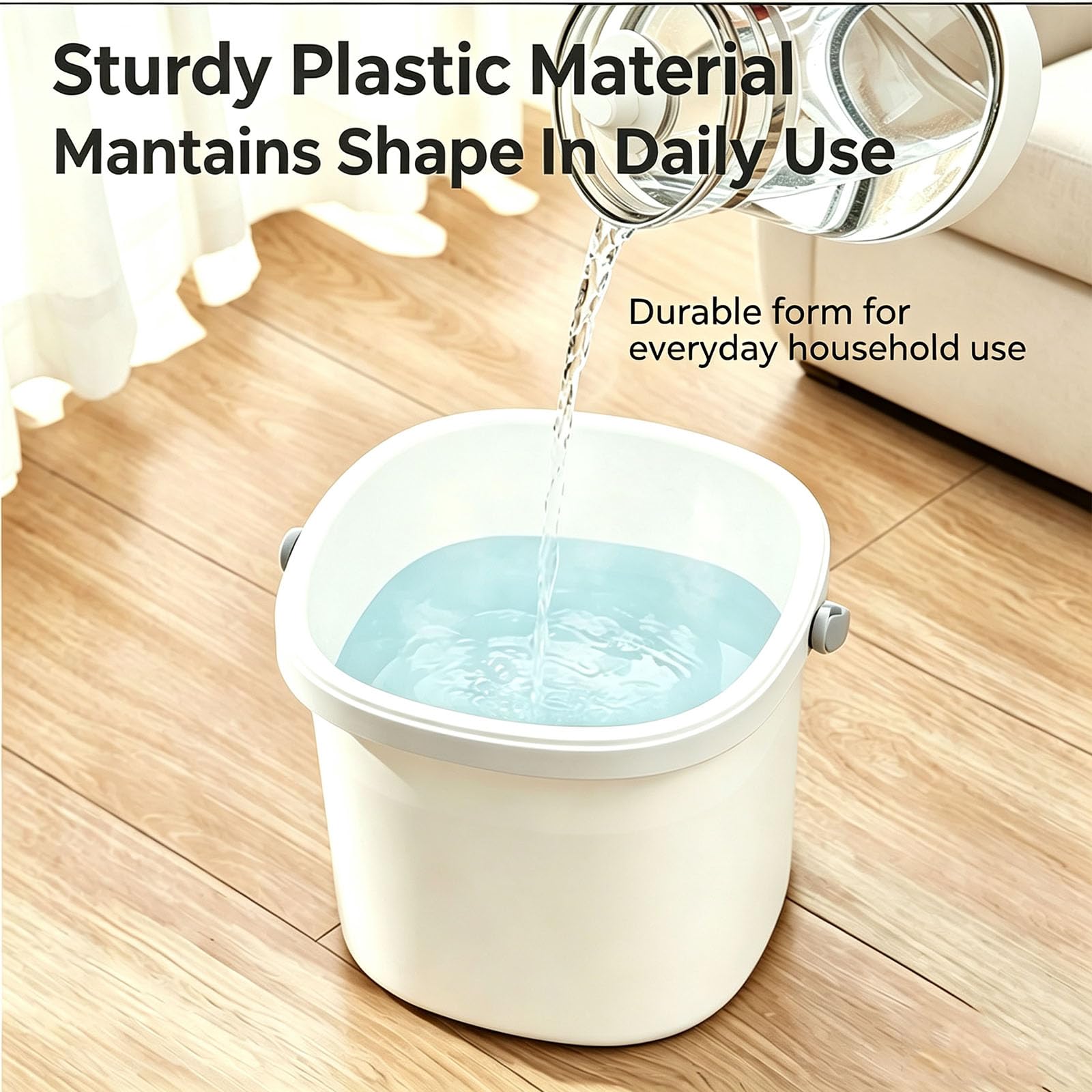 Seau en Plastique avec Couvercle, Rangement Polyvalent Portable (26.5x26x21cm)