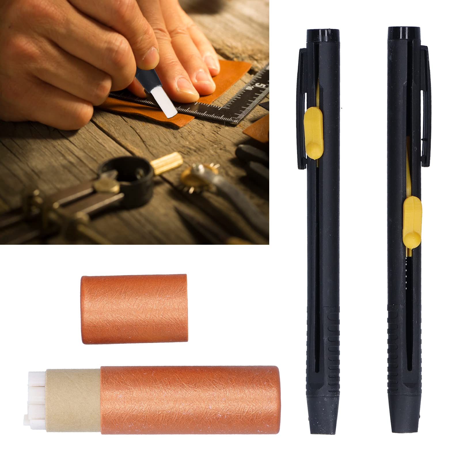 2pcs Sharpening Free Sewing Chalk Pencils, DIY Craft Marking, Plastic Tailor's Chalk Pencils with Refills - Image 3