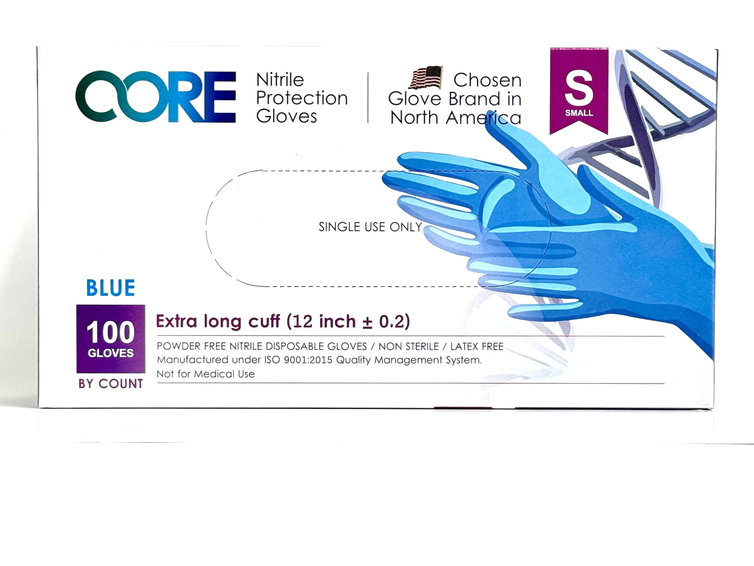 CoreGloves Nitrile Exam Gloves Disposable Latex Free Powder Free, Blue Medical Gloves, Dental, Nursing - Large