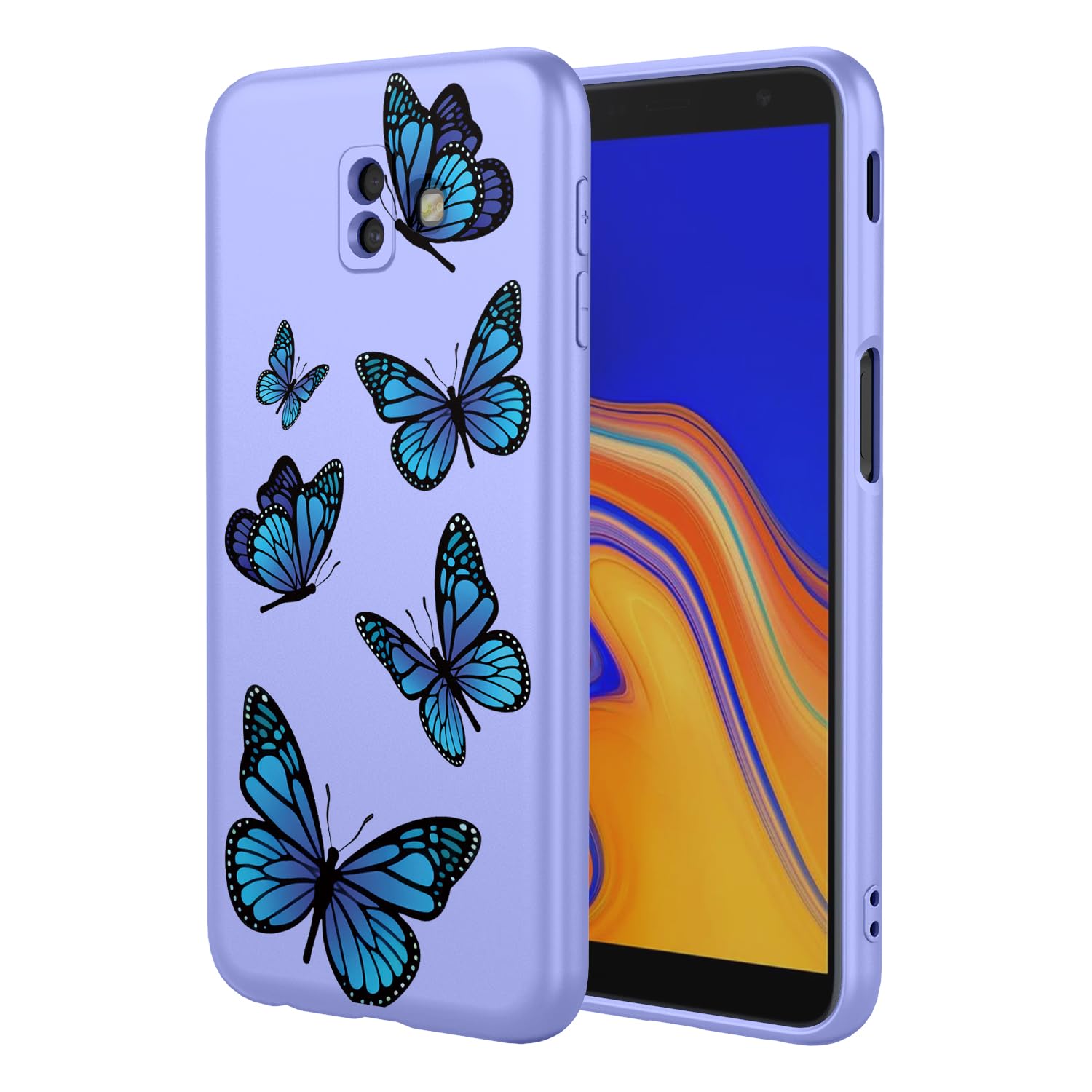 Coque TPU souple Galaxy J6 Plus antichoc fine avec motif papillon violet durable - 8