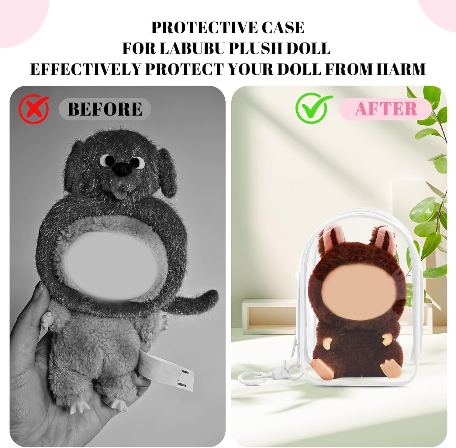 Funda Protectora Transparente Para Muñecas De Peluche – Estuche De PVC Con Correa Y Cremallera