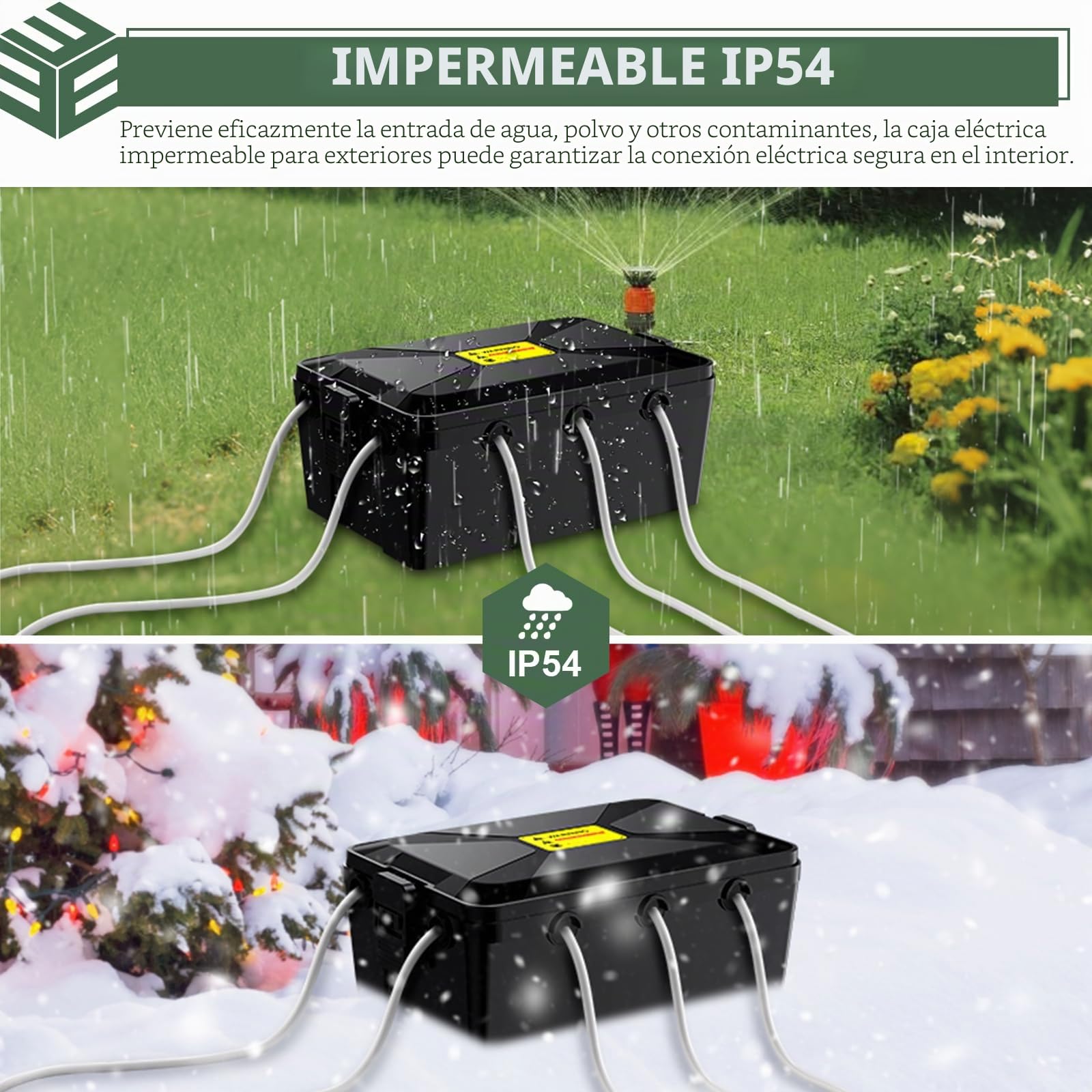 EYPINS Caja Estanca Exterior Eléctrica IP54,Caja Organizador de Cables,Resistente a Impactos y al Agua, Montaje en Pared(30x20x13cm),para Exteriores Festividades y Jardines