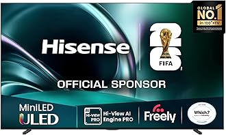 Hisense 100" 100U7QTUK MiniLED QLED 165Hz AI TV - Hi-View AI Engine, 165Hz Game Mode Ultra, 2.1 Channel, Dolby Atmos, Quantum Dot Colour, Anti-Reflection with Freely, Disney +, YouTube, Netflix
