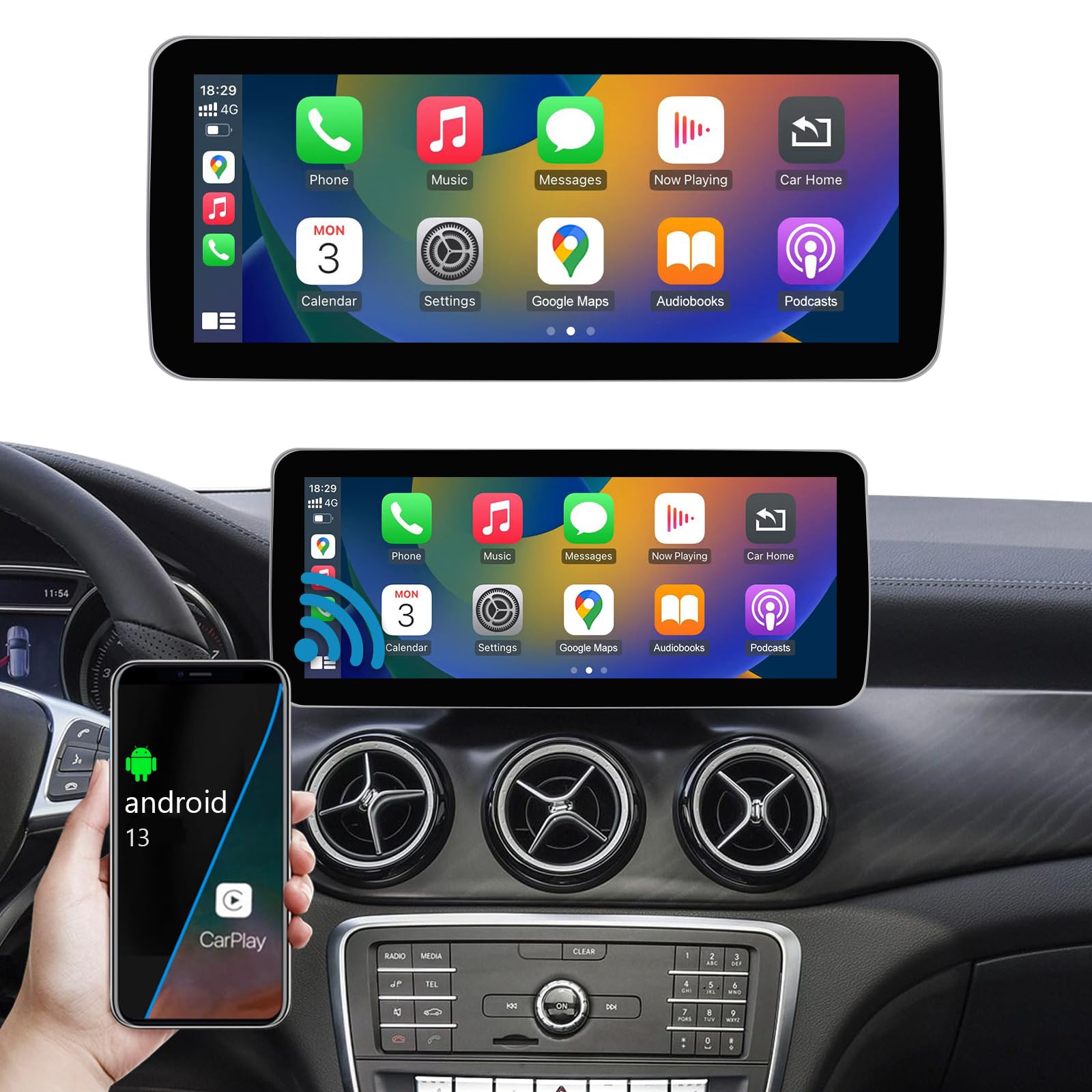 Ninetom Touchscreen per autoradio da 10,25 pollici per Mercedes Benz Classe A/C/V 2015-2018 GLA CLA W176 W246 C117 X117 X156 W447 con NTG 5.0/5.1/5.2, supporta Apple Carplay/Android Auto/Mirrorlink