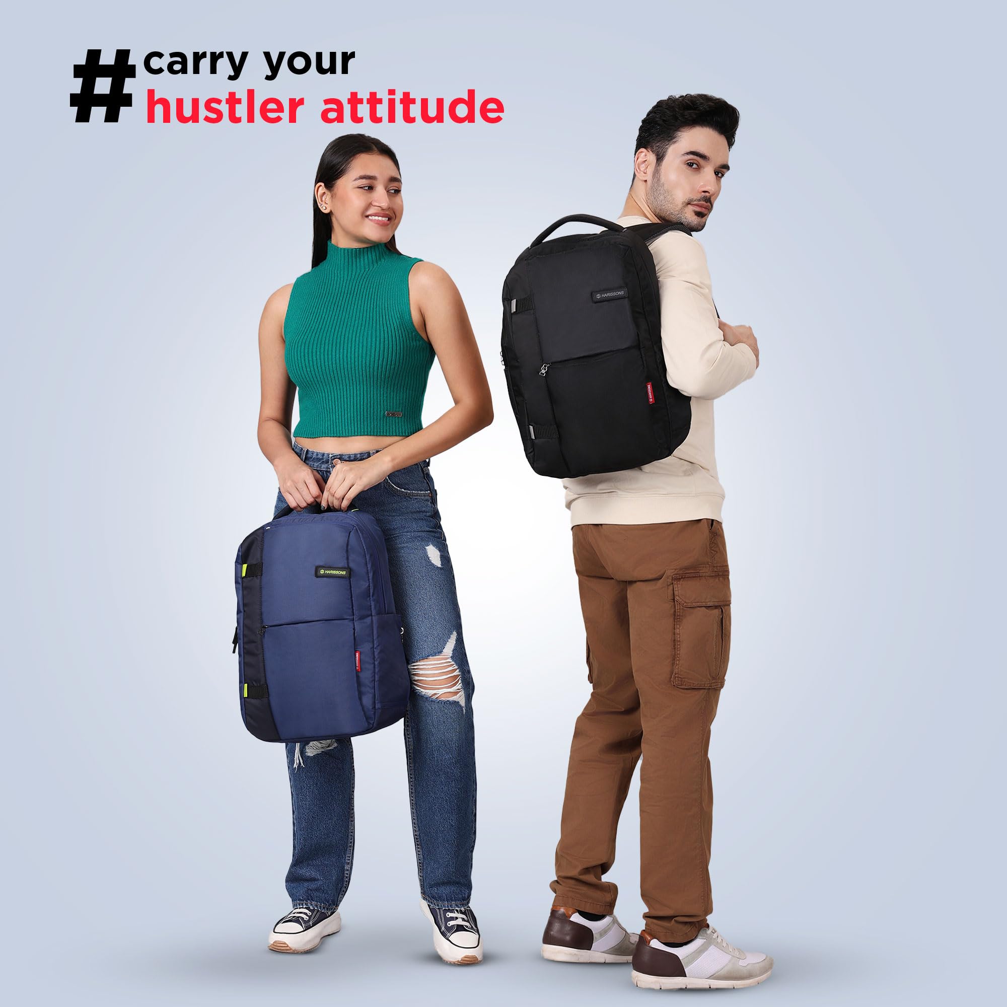 HARISSONS Hilux 15.6 Inch Laptop Backpack | Fisio-Fit Backstraps | 23L Semi-Formal Office Bag for Men & Women | Lightweight Commuter Backpack with Trolley Sleeve and Reflective Strips