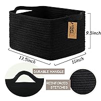 Vista 4 de COMFY-HOMI Paquete de 3 cestas tejidas de cuerda de algodón con asas para estantes, juguetes, libros, cesta de almacenamiento de ropa