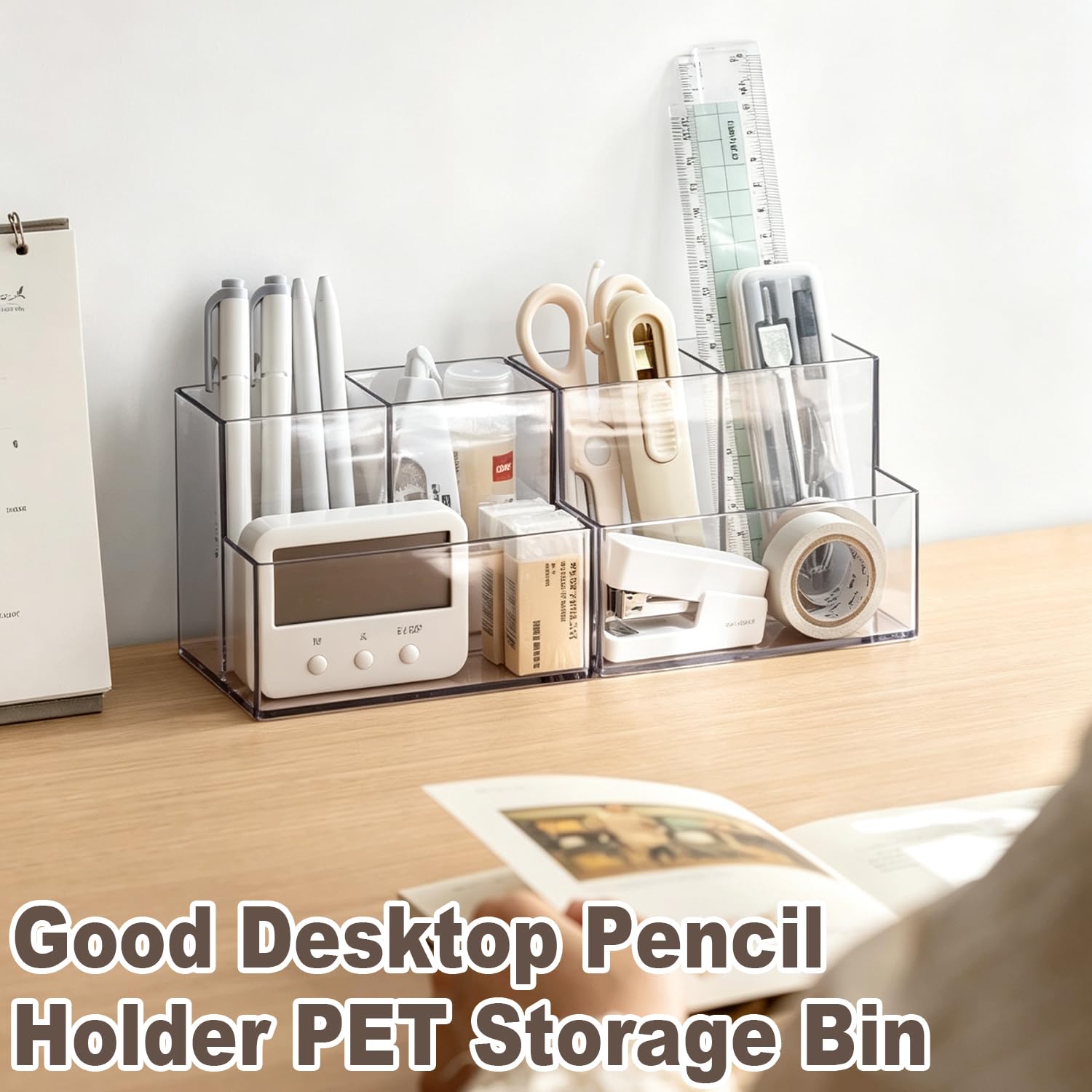 mioluo Clear PET Makeup Organizer, Lipstick Brush Holder for Bathroom Cabinet- Transparent Medicine Cabinet Organizer Multi Compartment Storage Box Holder for Countertop, Home Office Classroom