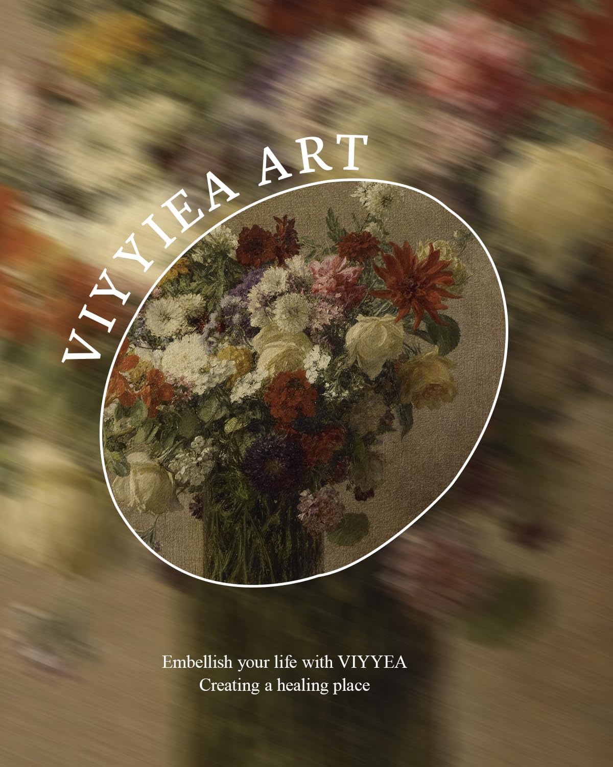 VIYYIEA Vintage Gold Framed Wall Art for Living Room, Flowers Canvas Prints Home Decor, Oil Painting Picture, Bedroom Wall Decor Gifts for Friends or Family -【A bottle of flowers】-(16L x 12W)