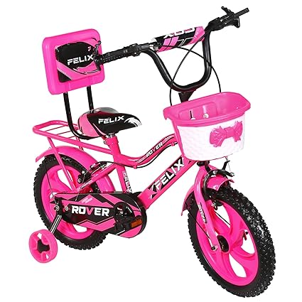 FELIX Rover 14 Inches Single Speed Tubeless Tyre Cycle for Kids, Cushioned Backrest, Age Group - 3 to 5 Years, Quick Release (1st time in India), Available in 6 Colors - Semi Assembled