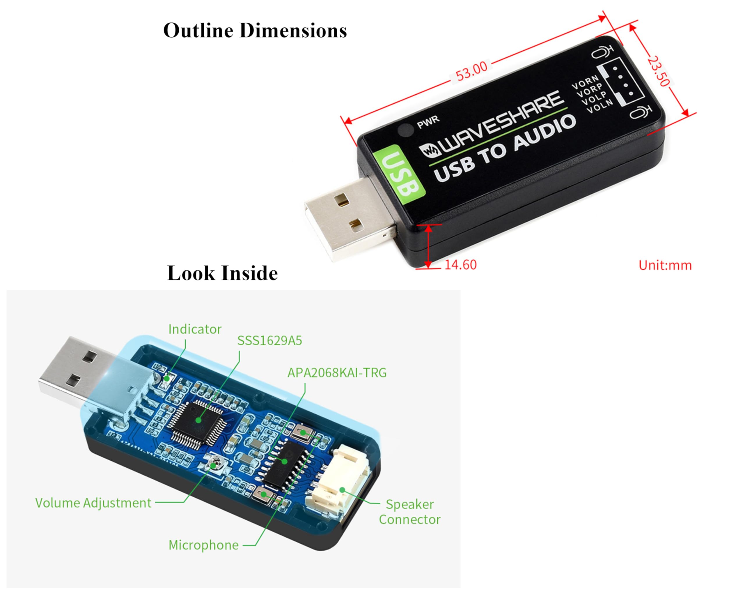 Usb Sound Card Sound Card With 5W Speaker - Plug & Play For Raspberry ...