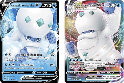Pokemon Vmax - Juego de cartas Darmanitan Galarian VMAX 37/185 y Darmanitan Galarian V 36/185 - Voltaje vívido - Lote de tarjetas ultra raro disponible en Yaxa Guatemala