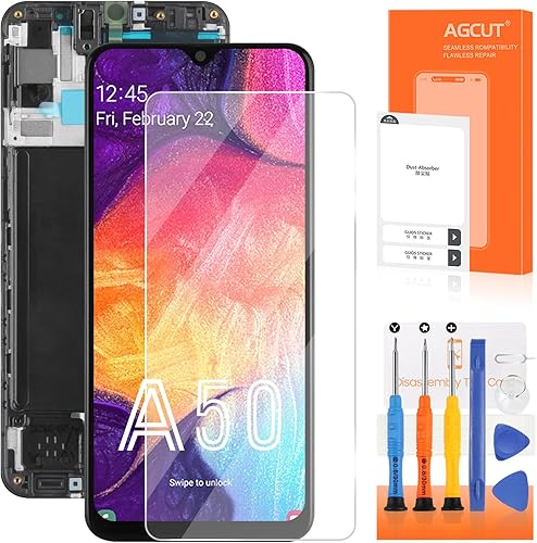 AGCUT OLED para Samsung Galaxy A50 Reemplazo de pantalla para pantalla Samsung A50 Digitalizador SM-A505F SM-A505GDS SM-A505U Reemplazo de pantalla