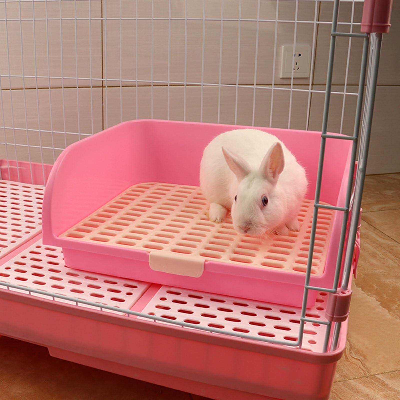 Eck Katzentoilette Aus Hygienischem mit Hohem Rand für Kaninchen, Frettchen, Chinchillas Und Hamster, Rosa