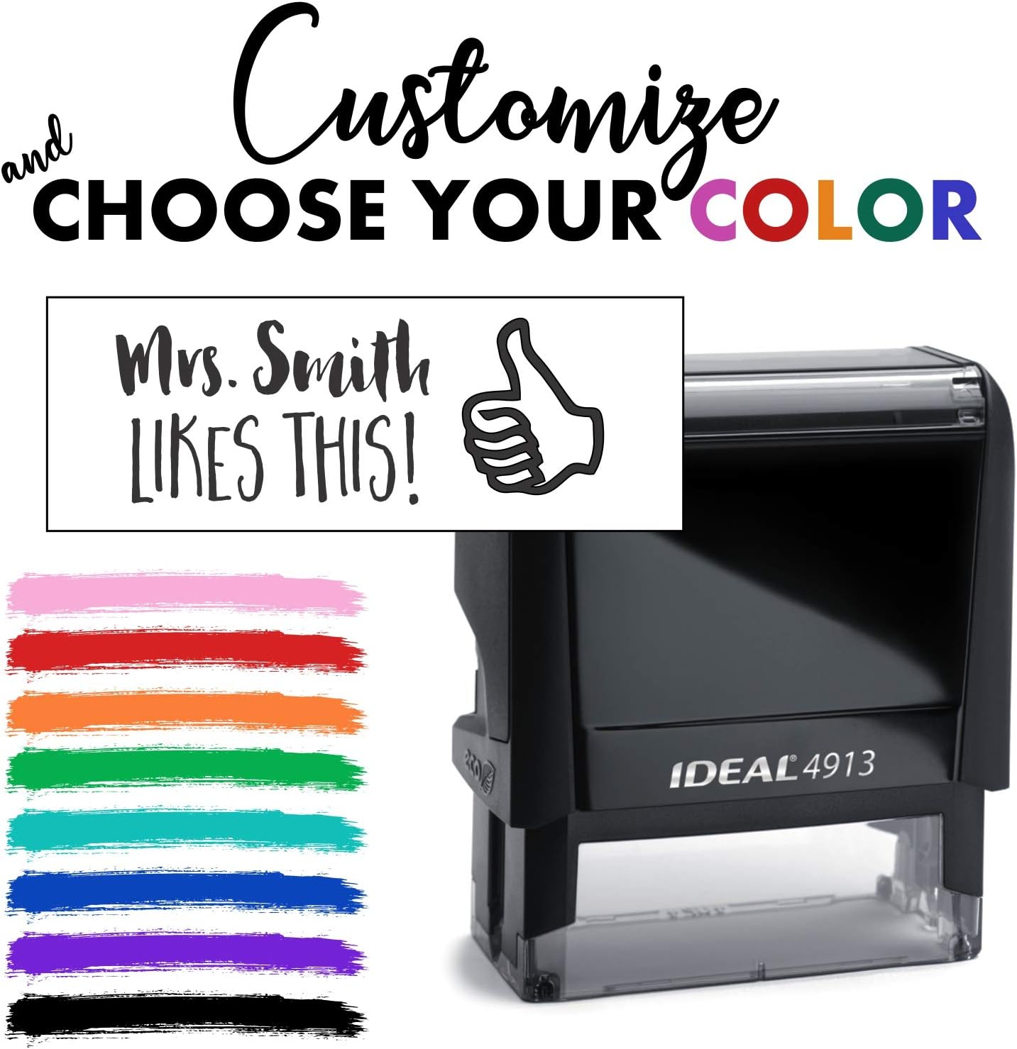 Custom Teacher Stamp - Self Inking Teacher Stamps - Choose Your Color (Thumbs Up)