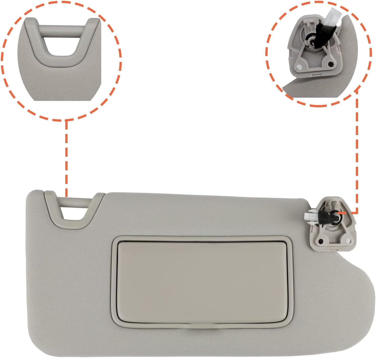 Lalf Gray Sun Visor fit for Nissan Altima Replace 96400-3TA2A 96401-3TA2A. (Right)