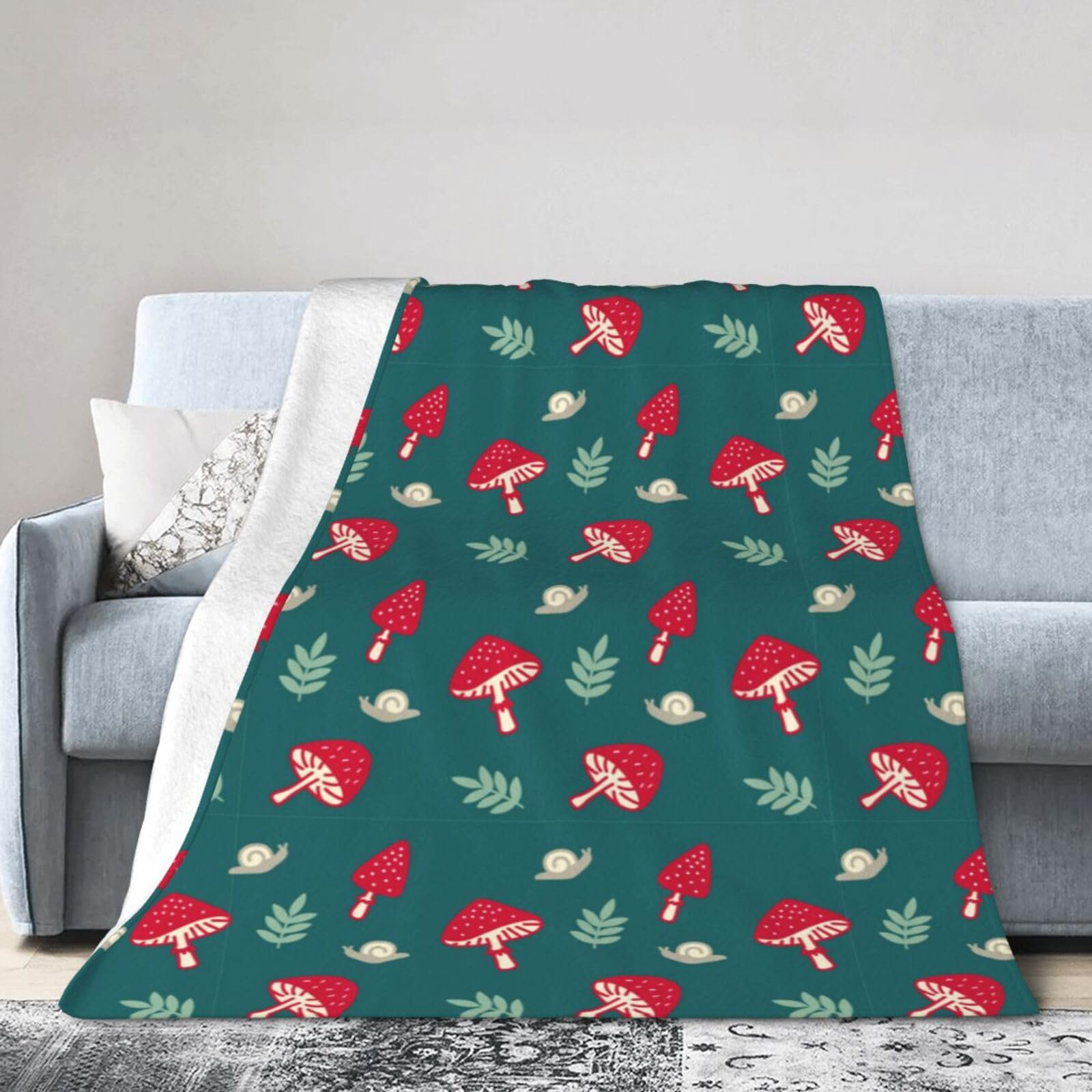 Noble Ren Fantasy-Style Cartoon Mushroom Ultra-Soft Micro Fleece Blanket Winter Warm Soft Lannel Fleece Throw Blanket For Couch Sofa Bed 50"X40"