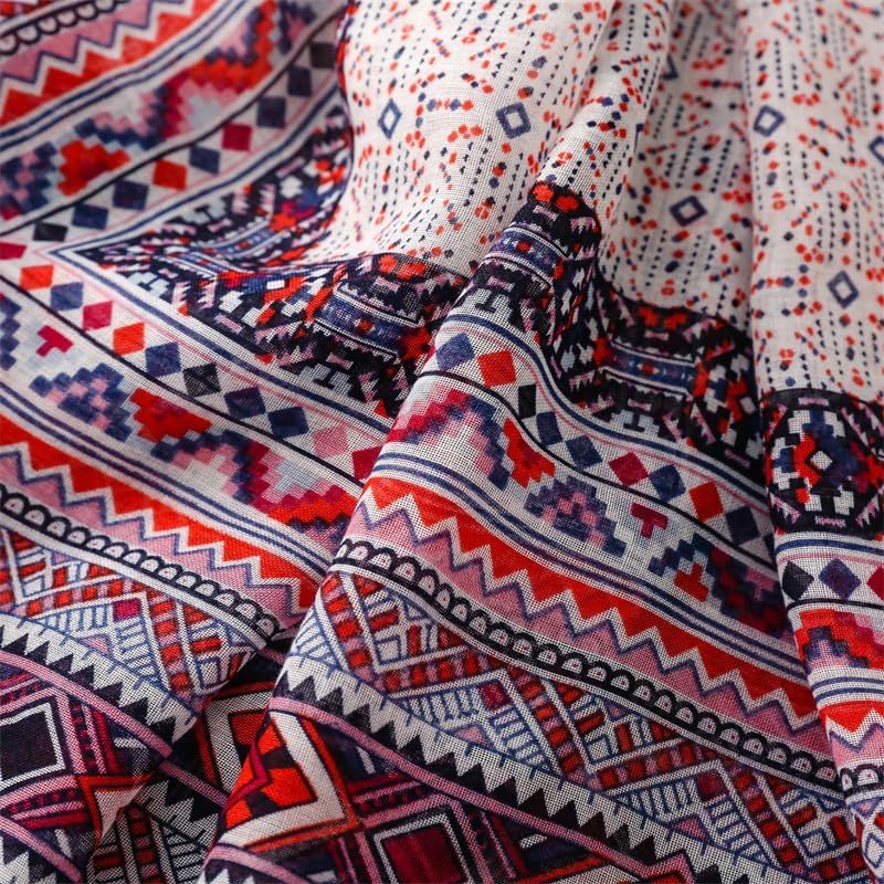 WZX Boho Scarf for Women Lightweight Floral Printed Scarves Fashion Shawl Wraps for All Season - Image 9