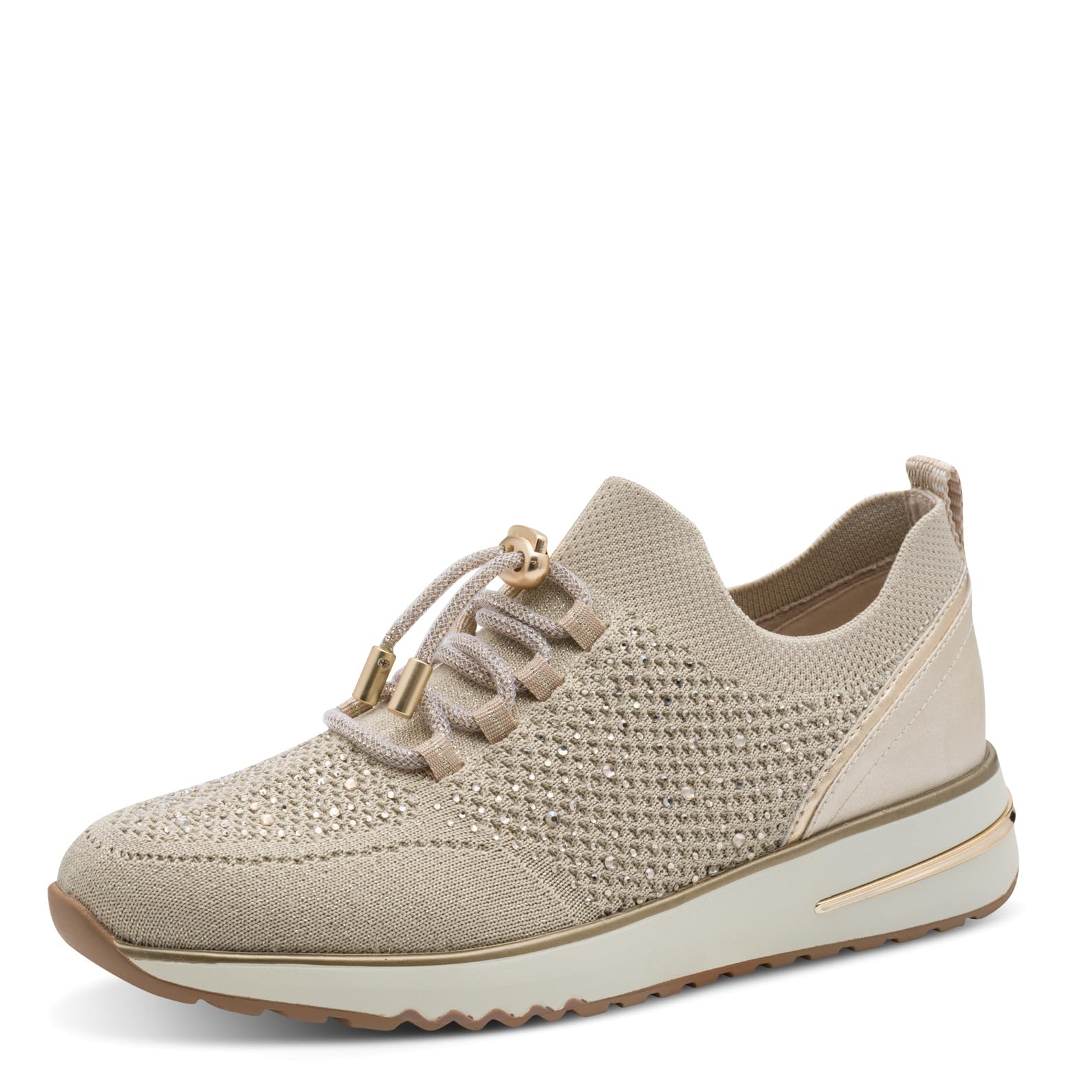 MARCO TOZZI Women’s Sneaker Soft Feel Me Removable Footbed Soft Lining Elastic, Beige (Dune Comb), 4.5 UK