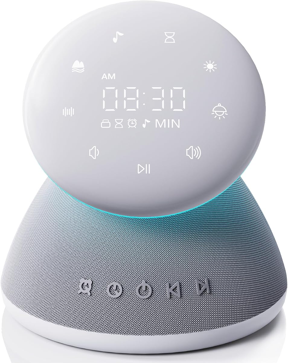 White Noise Sound Machine for Sleeping with Night Light 50 Soothing Sounds | 9 Colors Adjustable Brightness Auto-Off Timer Alarm Clock Touch Screen Control Sleep Sound Machines for Baby Adults Home