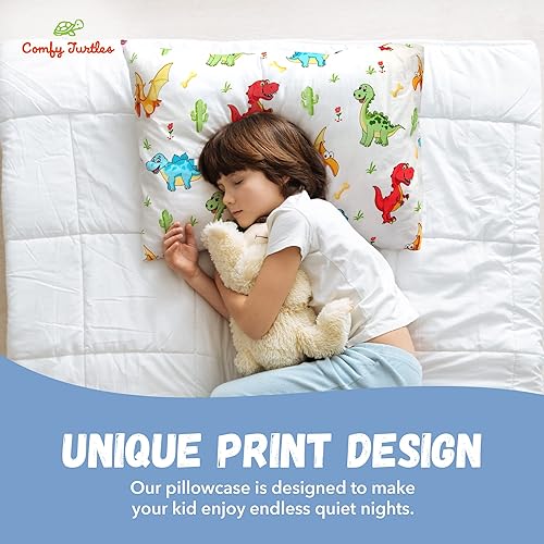 Miniatura 3 de Funda de almohada de dinosaurio de 13 x 18 pulgadas, funda de almohada de viaje de algodón, fundas de almohada de dinosaurio suaves para niños