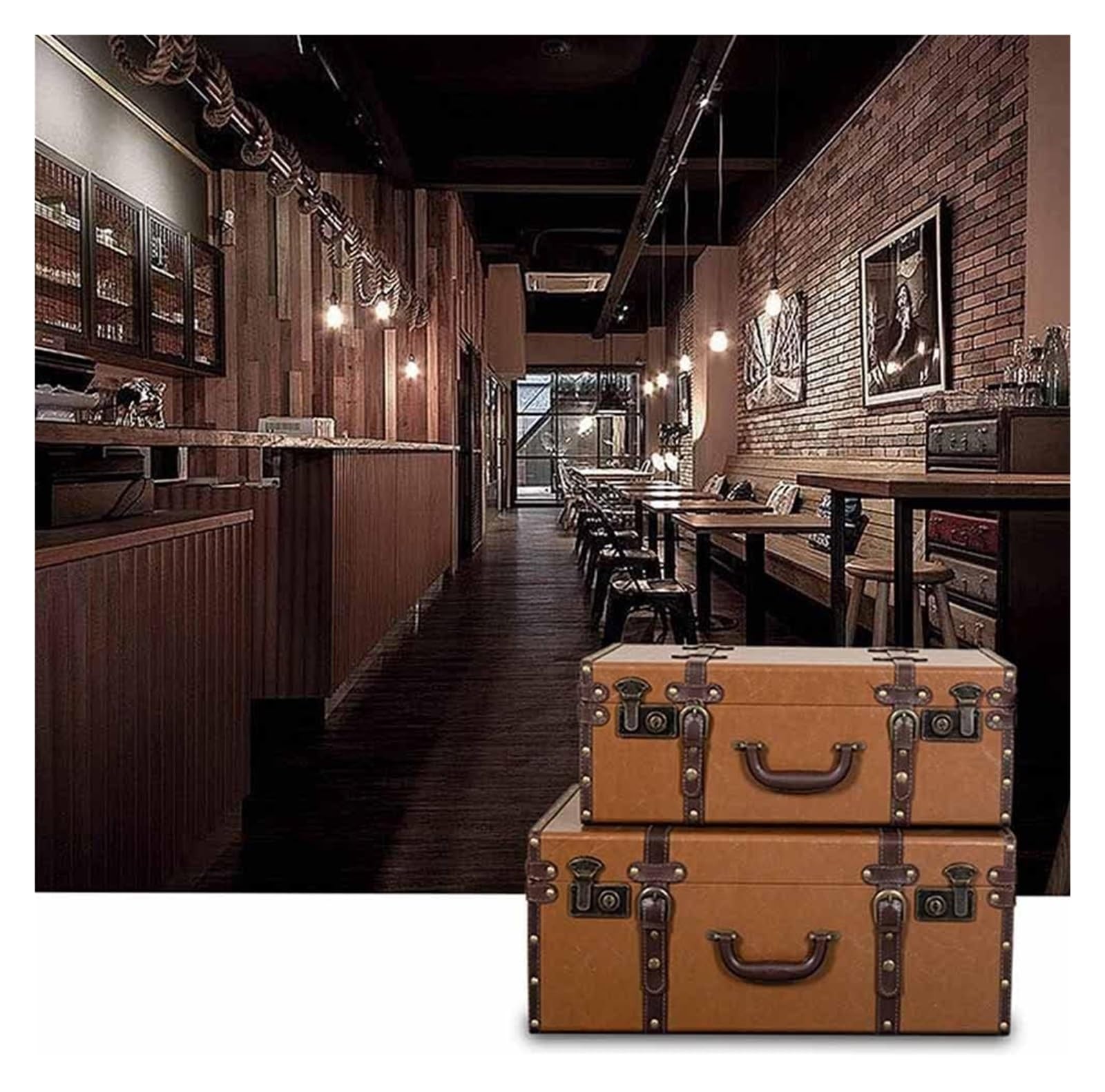 Walizka w stylu vintage, skrzynia skarbów, walizka w stylu vintage, organizer na ubrania, na okno, rekwizyty fotograficzne, pomarańczowa, 60 x 40 x 25 cm
