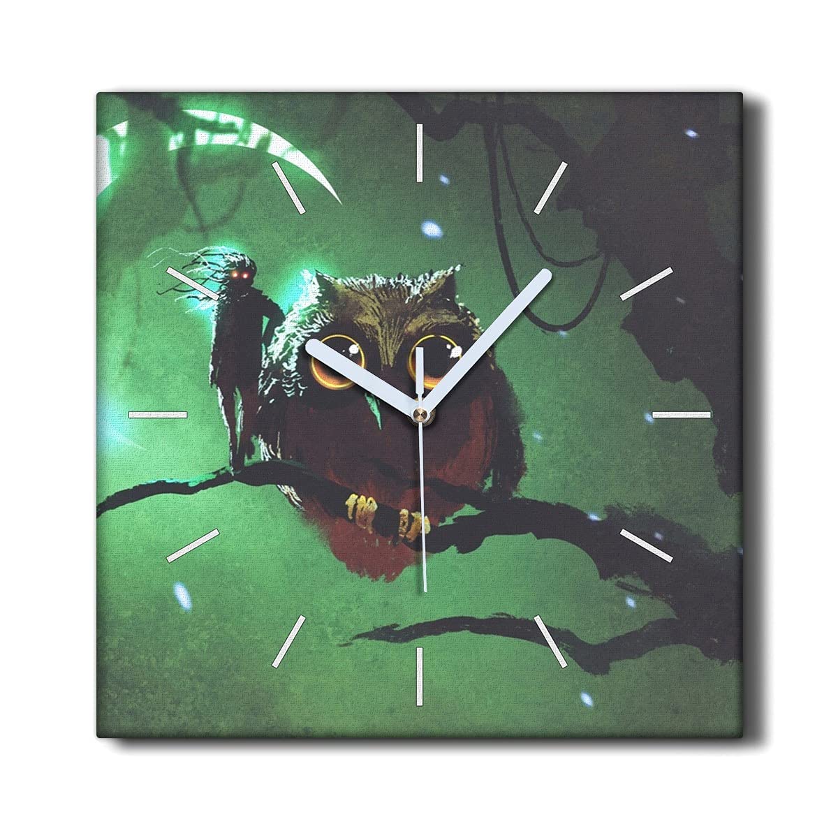 Horloge sur toile 30x30cm chouette lune art décoration sans tic-tac Coloray