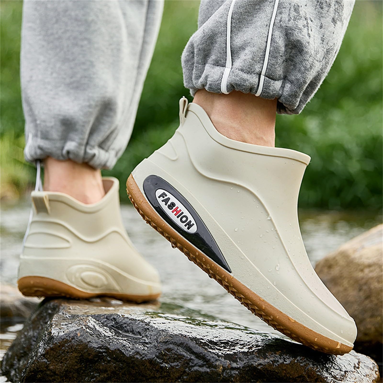 Męskie buty przeciwdeszczowe na co dzień wodoodporne krótkie kalosze z gumową podeszwą retro obuwie do ogrodnictwa wilgotne spacery po mieście